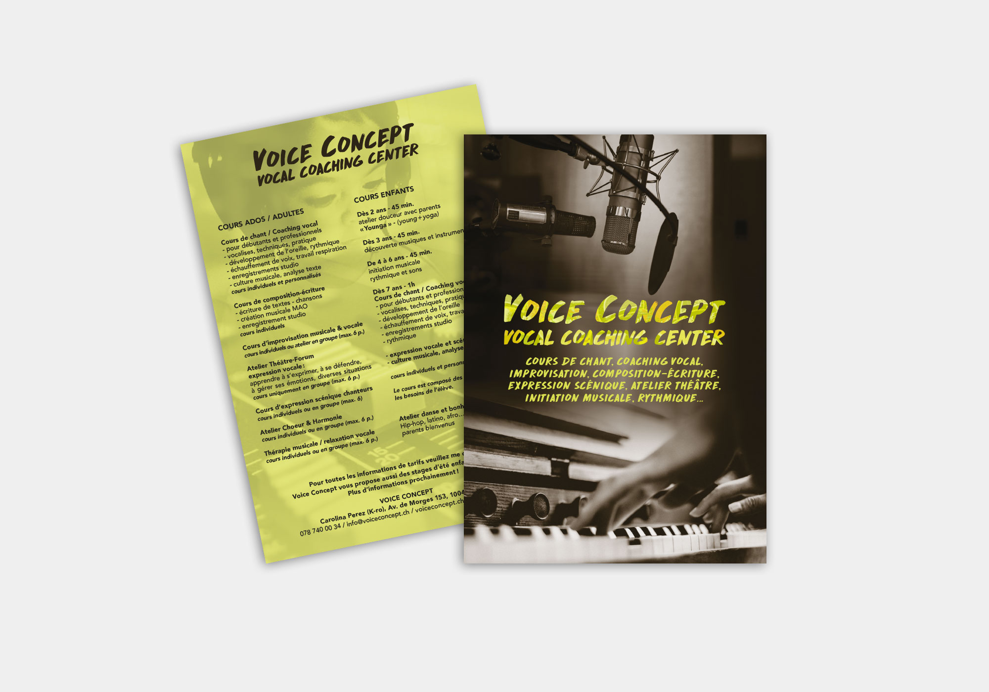Flyer Voice Concept, cours adultes et enfants de chant et coching vocal, Lausanne 