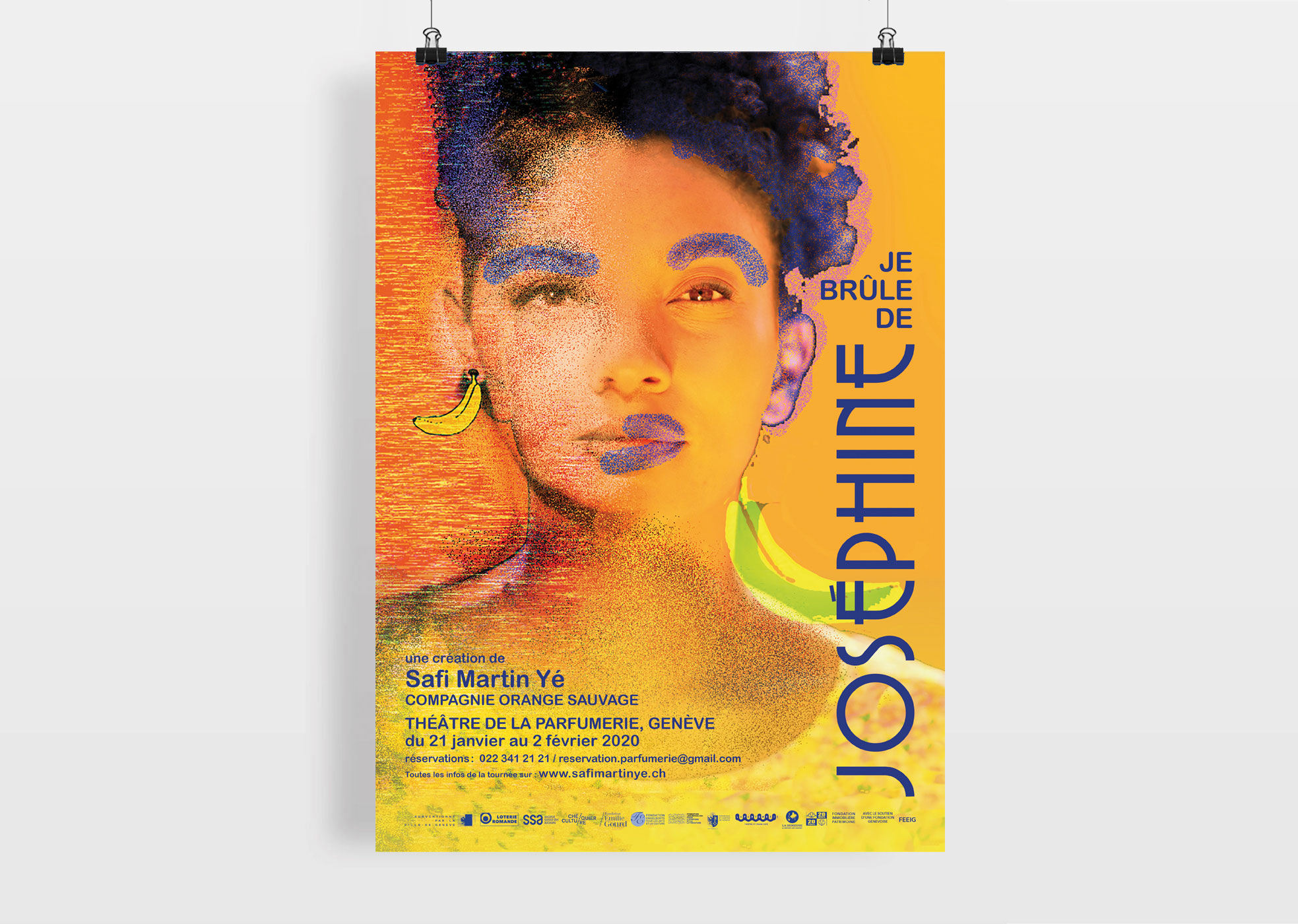 affiche pour le spectacle de la comédienne Safi Martin, je brûle de Joséphine 