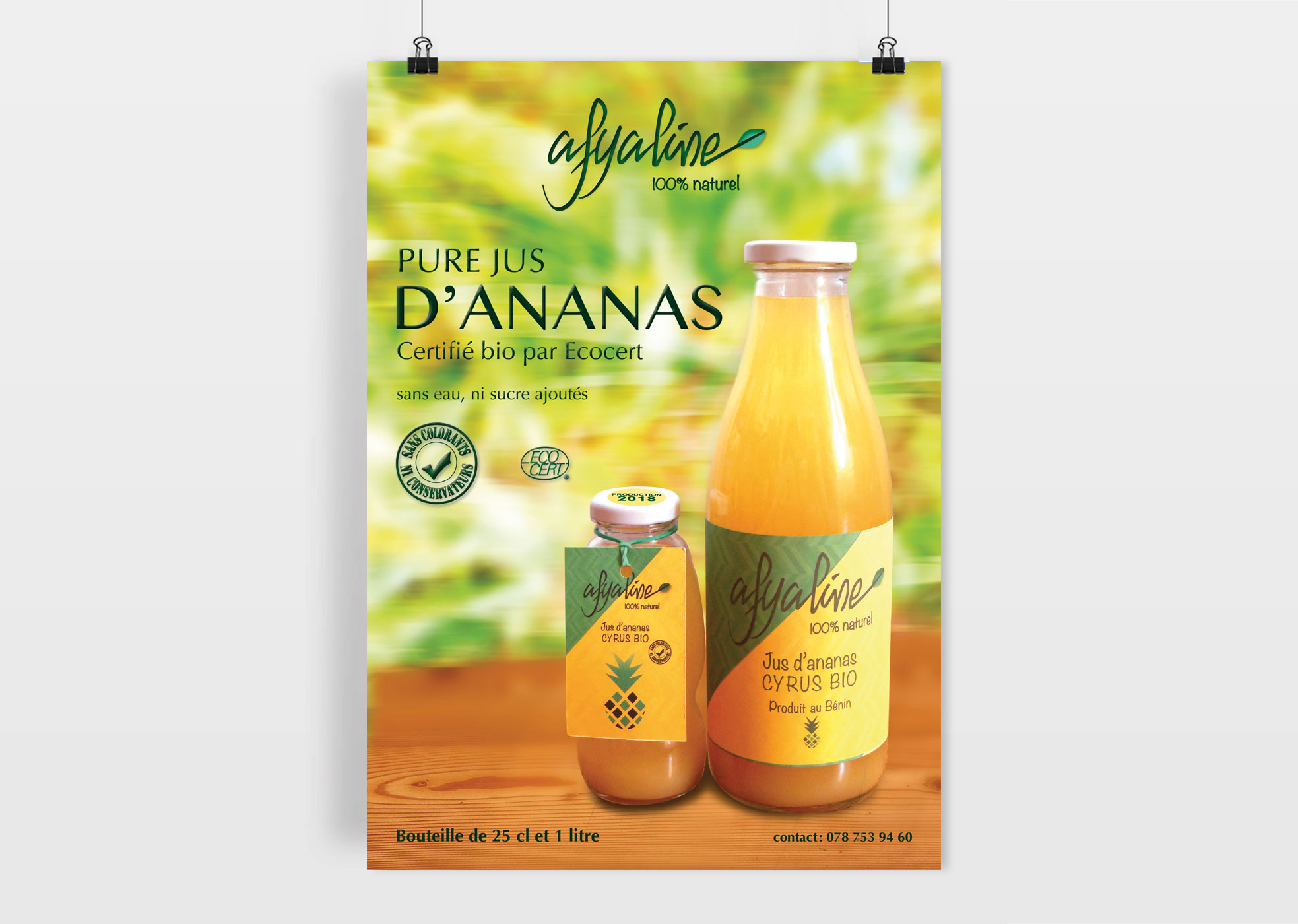 affiche pour la marque de jus de fruits Afyaline
