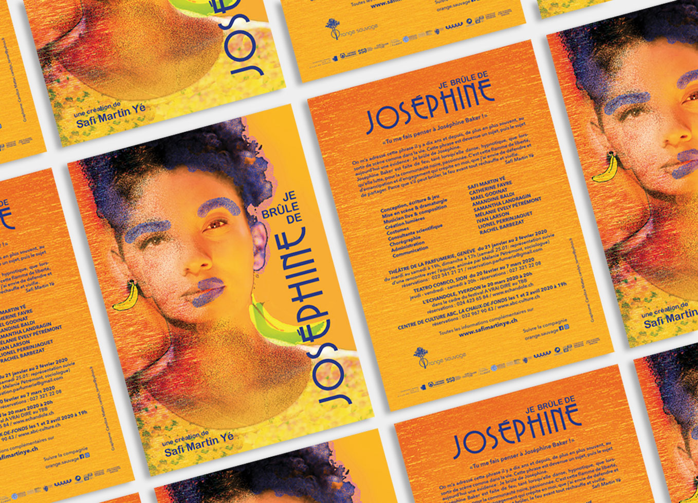 Flyer pour le spectacle de la comédienne Safi Martin, je brûle de Joséphine